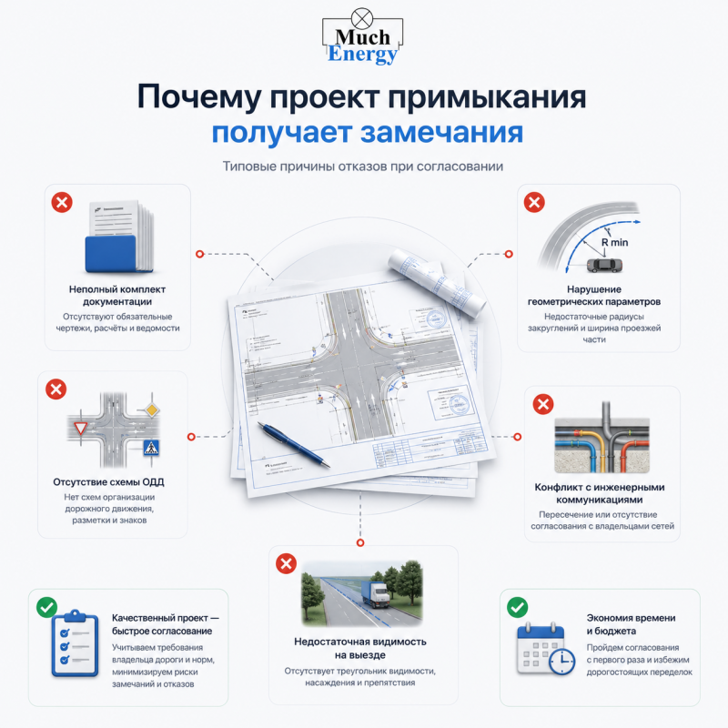 Типичные причины отказов при проектировании примыкания к дороге общего пользования